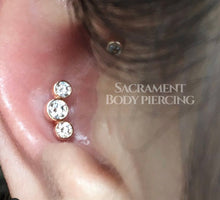 Load image into Gallery viewer, 3 gem arced cluster - Threadless