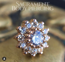 Load image into Gallery viewer, 13 gem flower - - Threadless , threaded