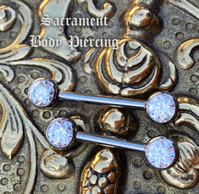 Load image into Gallery viewer, Titanium nipple forward facing gem barbell