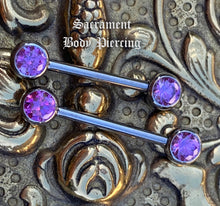 Load image into Gallery viewer, Titanium nipple forward facing gem barbell