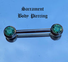 Load image into Gallery viewer, Titanium nipple forward facing gem barbell