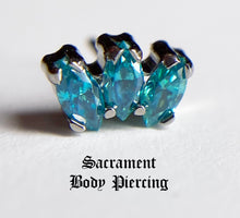 Load image into Gallery viewer, Titanium set 3 gem marquise fan cluster - threadless universal