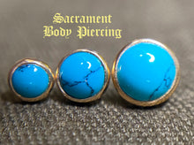 Load image into Gallery viewer, Turquoise Cabochon solitaire - threaded or threadless