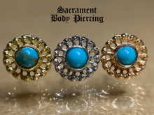 Load image into Gallery viewer, Turquoise virtue ends 18K - threaded or threadless