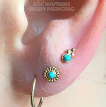 Load image into Gallery viewer, Turquoise virtue ends 18K - threaded or threadless