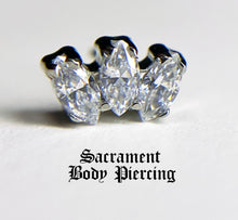 Load image into Gallery viewer, Titanium set 3 gem marquise fan cluster - threadless universal