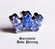 Load image into Gallery viewer, Titanium set 3 gem marquise fan cluster - threadless universal