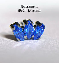 Load image into Gallery viewer, Titanium set 3 gem marquise fan cluster - threadless universal