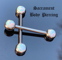 Load image into Gallery viewer, Titanium nipple forward facing gem barbell