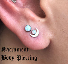 Load image into Gallery viewer, Gold moon with bezel set gem - threaded or threadless