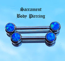 Load image into Gallery viewer, Titanium nipple forward facing gem barbell