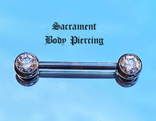 Load image into Gallery viewer, Titanium nipple forward facing gem barbell