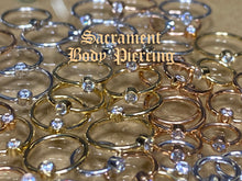 Load image into Gallery viewer, Fixed bezel set CZ seam ring - Horizontal orientation