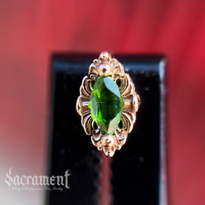 Marquise cut genuine Chrome Diopside solitaire-14k Rose Gold