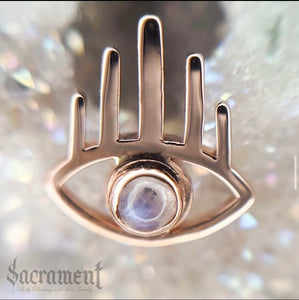 Eye of Protection- 14k gold Moonstone