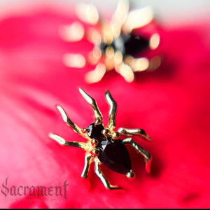 Genuine Black Spinel Gold Spider-14k Yellow and White Gold