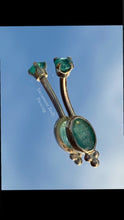 Load image into Gallery viewer, Rook curved barbell w/ Genuine emeralds 16g 5/16
