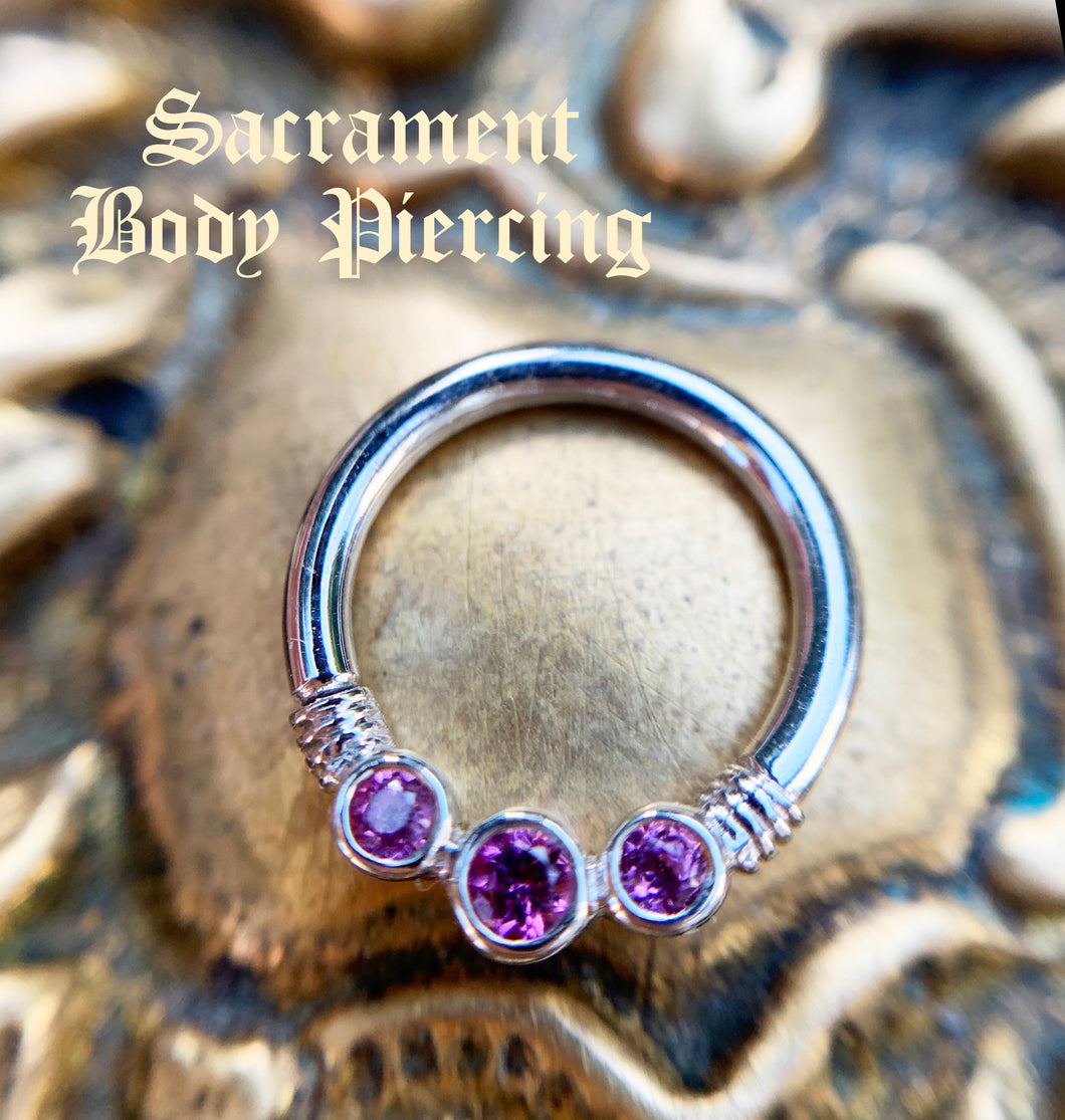 Rhodolite Garnet Ring Fleur de Lis Design - Rare Earth Jewelry