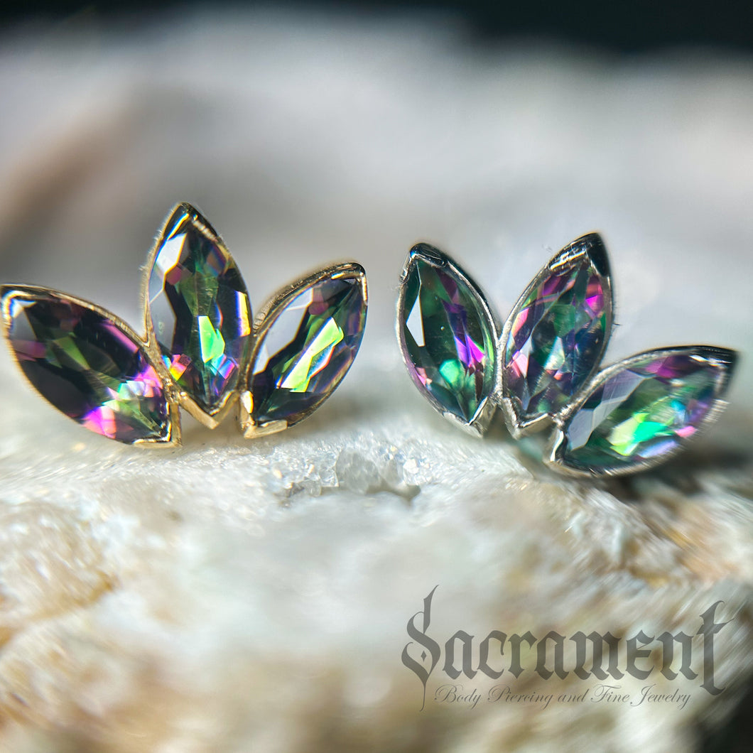 Marquise Fan featuring 3 Stone Mystic Topaz 2 x 4mm 18k Yellow Gold