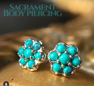 7 gem turquoise flowers - pointy and round options
