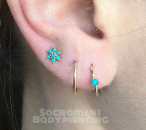 7 gem turquoise flowers - pointy and round options