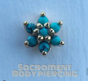 7 gem turquoise flowers - pointy and round options